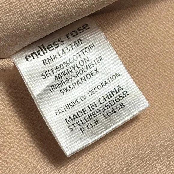 Revolve • Endless Rose Lace Feather Peplum Dress in Nude Pink • Sz L - Picture 9 of 10